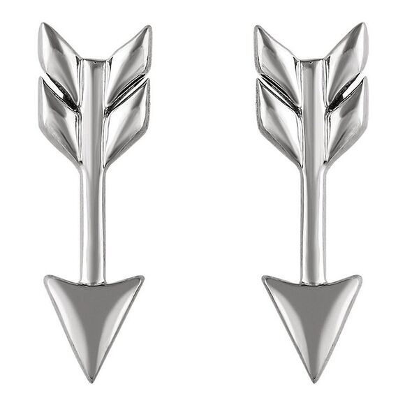 5mm x 17mm (5/8 Inch) Sterling Silver Small Arrow Post Earrings - Picture 2 of 3